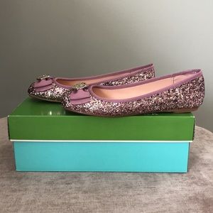 Like new Kate Spade New York rose gold glitter flats size 6